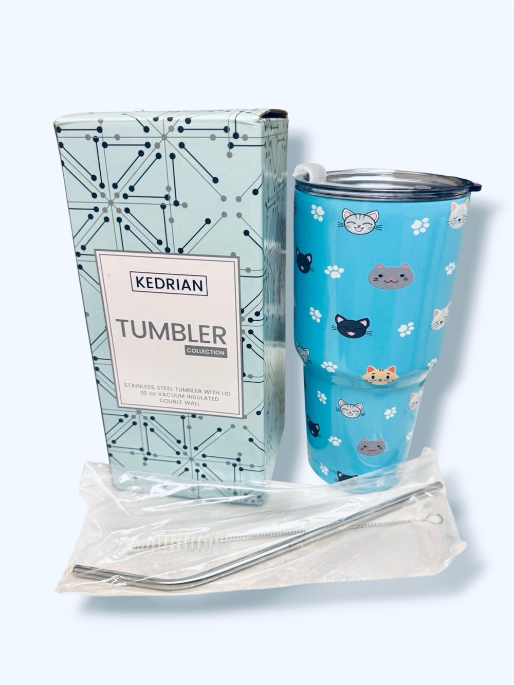NWT Kedrian 30oz insulated Tumbler Cat & paws Water Bottle
